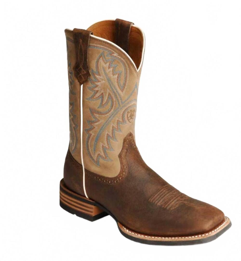 NEW ARIAT men's quickdraw square toe cowboy western boots in tan